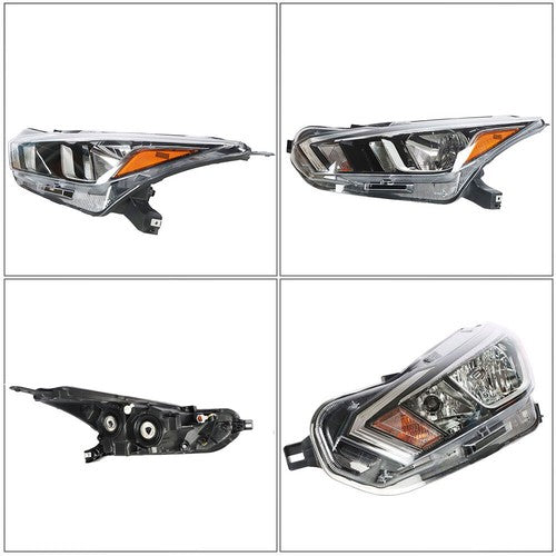 DURAFORCE Pair Headlights Assembly Set Fit Clear Lens Chrome For Nissan Versa 2020-2021