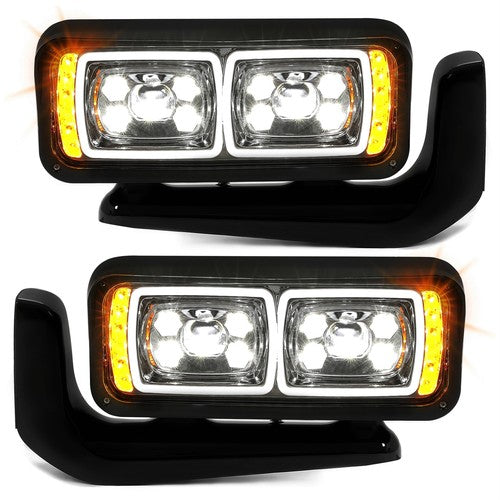 Full Led Dual Projector Headlights for Peterbilt 379 357 359 389 Truck