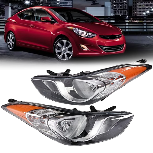 DURAFORCE ZZ2V00905 Halogen Headlights Assembly Pair for 2011-2013 Hyundai Elantra