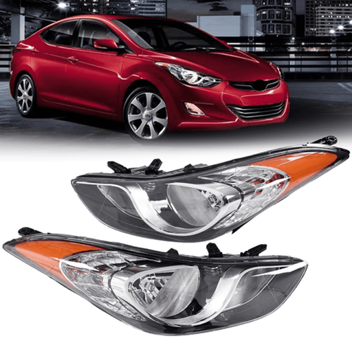 DURAFORCE ZZ2V00905 Halogen Headlights Assembly Pair for 2011-2013 Hyundai Elantra