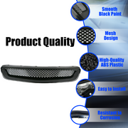 DURAFORCE Black Mesh ABS Front Hood Grille Grill for 1996-1998 for Honda Civic EJ JDM