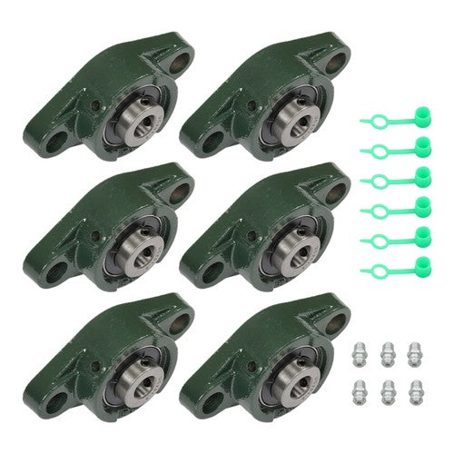 DURAFORCE 6PCS UCP201-8 Pillow Block Bearing 1/2"Bore 2 Bolt Cast Iron Base Self Alignment