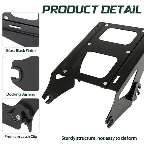 DURAFORCE Black Chopped Trunk Backrest Mount Rack Fit For Harley Road Glide 14-26 Touring