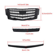 DURAFORCE Gloss Black Front Center Mesh Grille Fit For Cadillac Escalade 2015-2020 3Pcs