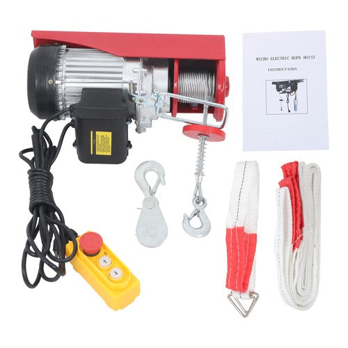 DURAFORCE Mini Electric Hoist PA400 880lbs 14ft/4.2m Wired Remote Control Ring Axle Belt