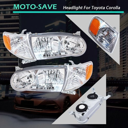 DURAFORCE For Toyota Corolla 2001-2002 Headlights Headlamp w/Corner Signal Lamp Pair