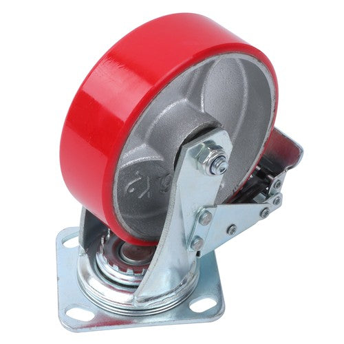 DURAFORCE 1 x 6' Heavy Duty Metal CASTERS Construction Red With Brakes