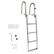 DURAFORCE New Stainless Steel Telescoping Boat Ladder 4 Step Foldable Hand armrest