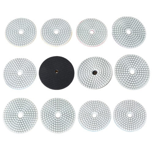 DURAFORCE 12PCS Diamond Polishing Pads Wet Dry 4 Inch Set Kit For Granite Concrete Marble
