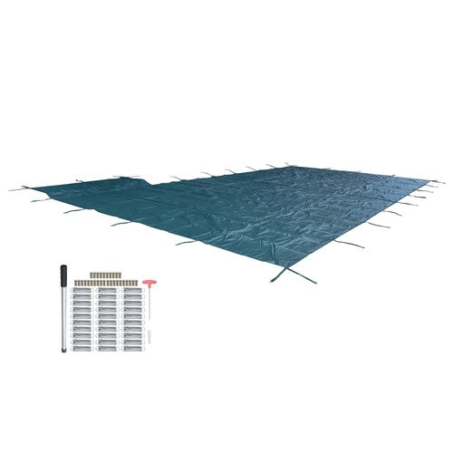 DURAFORCE Inground Pool Cover Safety Fits Rectangle Swimming Pool Mesh Solid Pool Cover
