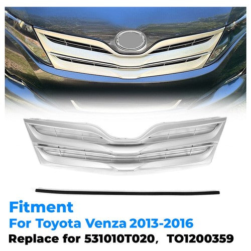 Front Upper Grille Grill for Toyota Venza 2013-2016 Silver Factory Replacement
