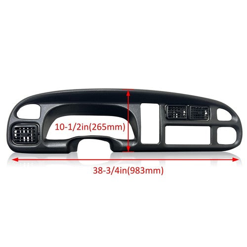 Black Dash Bezel Cover Overlay with Vents for Dodge Ram Pickup 1998 to 2001