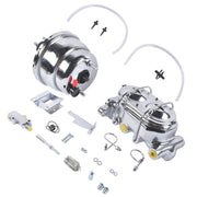 DURAFORCE 7Inch Chrome Power Brake Booster Master Cylinder Disc Drum Kit for Bel Air 55-57