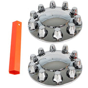 DURAFORCE Wheel Axle Hub Cover Kit Semi Truck Wheel Front 33mm Nut Covers Set 2 Of Chrome