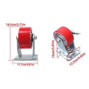 DURAFORCE 4 Heavy Duty Caster Set 4" Polyurethane on Cast Iron Wheels No Mark Red