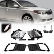 DURAFORCE Front Bumper Fog Lights & Covers Set for 2010-2012 for KIA Forte Sedan