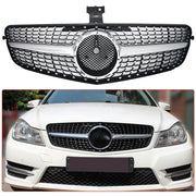 DURAFORCE Front Grille Silver Accent For 2008-2014 Mercedes Benz W204 Class C250 C300 C350