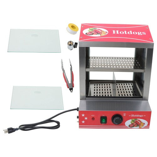 DURAFORCE 27L Hot Dog Machine Hot Dog Steamer with Bun Warmer 500W 175 Hotdogs 40 Buns