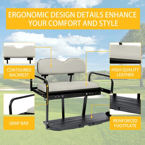 DURAFORCE Rear Flip Seat For Pre-1994 EZGO Marathon Golf Cart Folding Seat Off-White