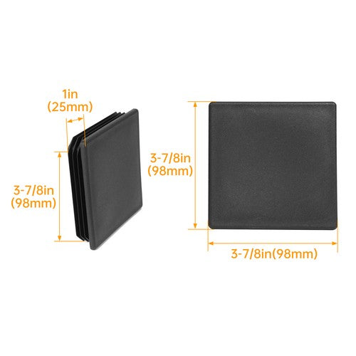 Pair 4 Inch Black Square Rubber Bumper Plug End Cap Cover for RV Camper Trailer