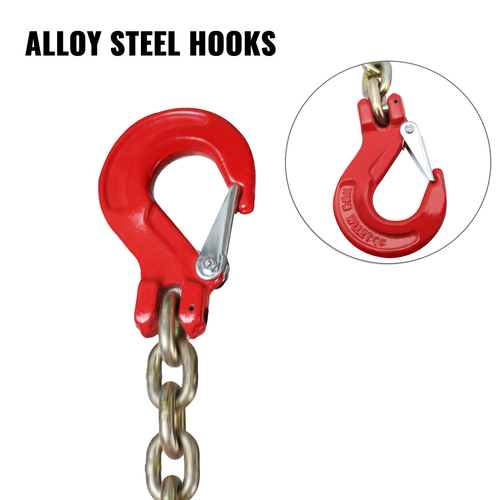 DURAFORCE 2PCS 5/16"x6' G80 Chain Lifting Sling 2 Legs 3T 6600lbs Capacity Grab Hooks