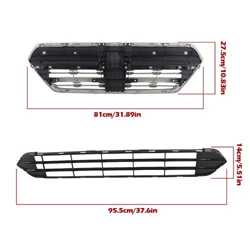 DURAFORCE Plastic Front Upper & Lower Grilles 2 Pcs Fit For Subaru Outback 2015-2017