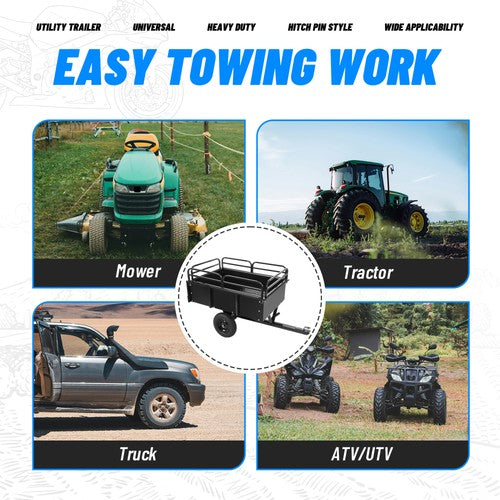 Heavy Duty Dump Cart for UTV ATV Garden Utility Trailer Yard Lawn Mower 750lb
