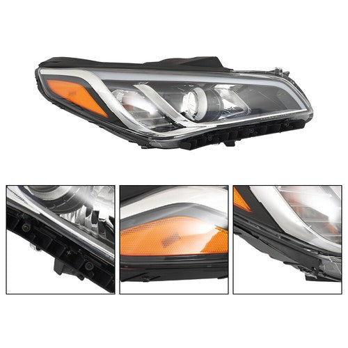 DURAFORCE For Hyundai Sonata 2015-2017 Headlight Right Side Single Halogen RH Clear Lens