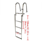 DURAFORCE New Stainless Steel Telescoping Boat Ladder 4 Step Foldable Hand armrest