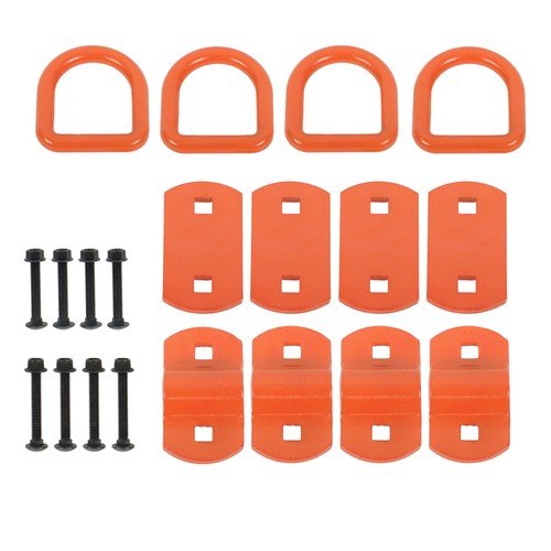 DURAFORCE 1/2" Thick Orange Bolt-On Forged D Ring 12000 LBS Break Strength (Pack of 4)