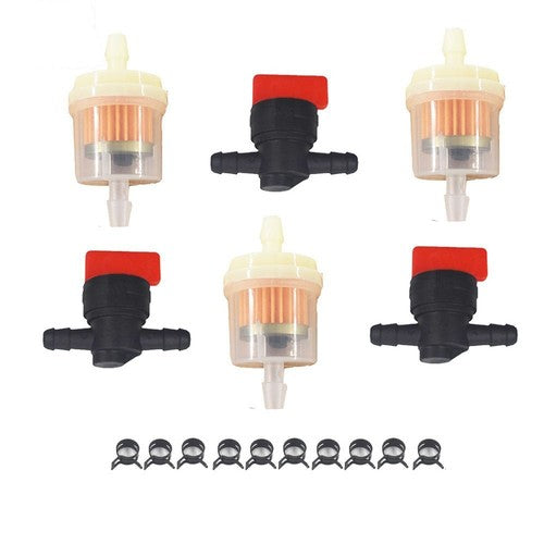 DURAFORCE Bladsharr In Line Fuel Gas Filter Shut Cut Off Valve Clamp 3Kit 1/4"