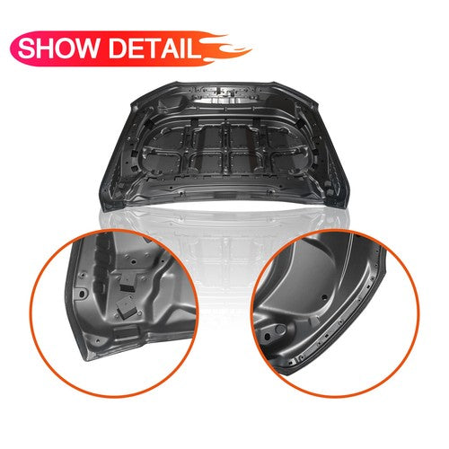 DURAFORCE Fit 2019 2020 2021 2022 Ford Ranger Black Hood Direct Replacement Aluminum