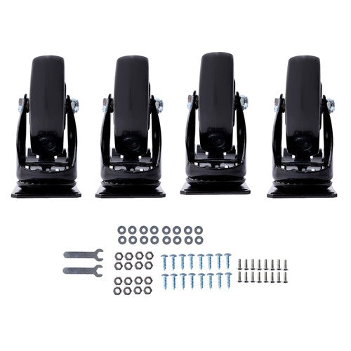 DURAFORCE 4 Inch Universal Heavy Duty Swivel Caster Wheels × 4 with Brakes Black