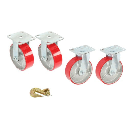 DURAFORCE 4 Pack Swivel Caster Wheels 6" × 2" Polyurethane 4800Lbs (2 Swivel & 2 Rigid)