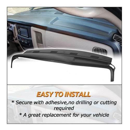 One Piece Molded Dash Cover for 02-05 Dodge Ram 1500 2500 3500 Textured Black