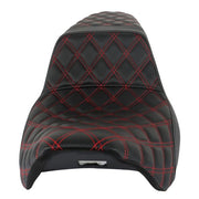 DURAFORCE Red Lattice Stitch Carbon Fiber Gripper Step 2 Up Seat For Touring 2008-2020
