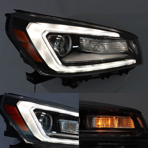 DURAFORCE Headlight For GMC Acadia 2013-2015 16 Driver&Passenger Halogen w/LED Tube Black
