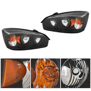 DURAFORCE RH & LH Headlights Headlamps Housing Halogen Black For Chevy Malibu 2004-2008