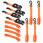 DURAFORCE 4 Pack Steel Ratchet Strap Fracture Strength 5208lbs 1.6in*8ft with S Hooks