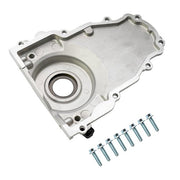 DURAFORCE New Timing Cover w/ 10an Turbo Oil Drain Fitting for GM LS Gen 3 4.8 5.3 5.7 6.0