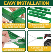 DURAFORCE 8Ft Drag Harrow Driveway Grader Landscape Power Rake For ATV UTV Tractor Yard