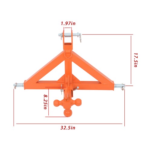 DURAFORCE Quick Hitch Adapter For Kubota Tractor 3 Point 2" Trailer Hitch Receiver Drawbar