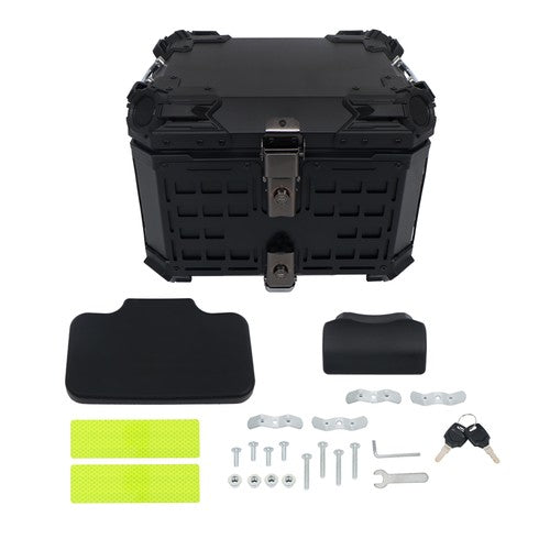 DURAFORCE With Black Armor Clock Model Aluminum Motorcycle Top Case Hard 45L Black Trunk