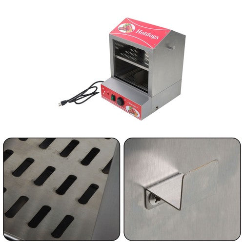 DURAFORCE 27L Hot Dog Machine Hot Dog Steamer with Bun Warmer 500W 175 Hotdogs 40 Buns