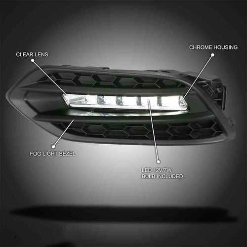 DURAFORCE Pair Front LED Fog Lights Lamps DRL For 2019 2020-2022 Honda HR-V HRV LH & RH