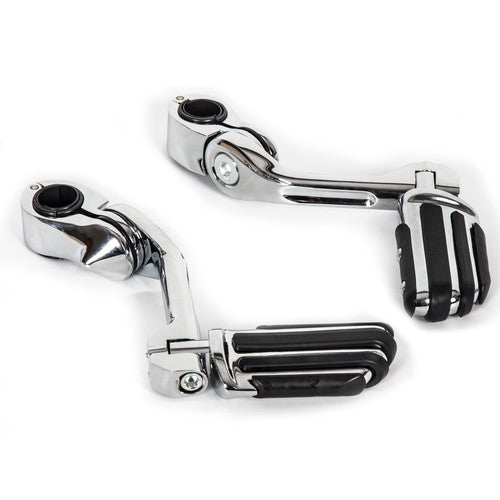 DURAFORCE Chrome Long Highway Foot Pegs For Harley Road King Street Glide 1.25" 1-1/4" Bar