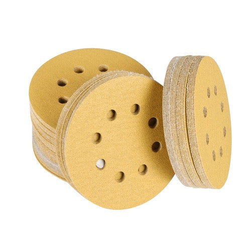 DURAFORCE 100 Pack 5 Inch 8-Hole 100 Grit Hook-and-Loop Sanding Disc Sander Paper
