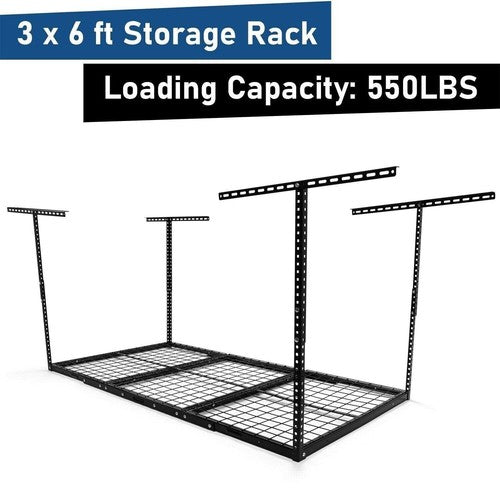 DURAFORCE New 3x6 Adjustable Ceiling Overhead Garage Storage Rack Safe Stable Shelf