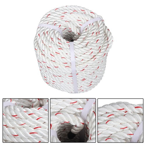 DURAFORCE 1790 Pounds white Red 5/8 'x 120'High Strength Braided Rope Breaking Strength