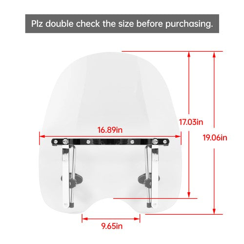 19x17 Inch Motorcycle Clear Front Windshield for Harley Honda Magna Shadow Spirit